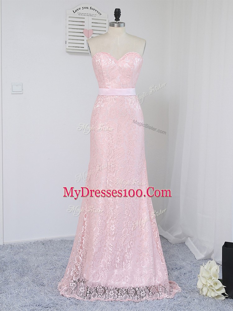 Trendy Floor Length Column/Sheath Sleeveless Baby Pink Damas Dress Zipper