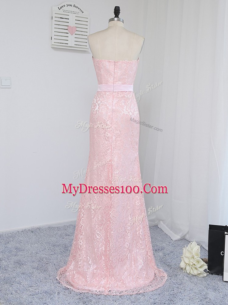 Trendy Floor Length Column/Sheath Sleeveless Baby Pink Damas Dress Zipper