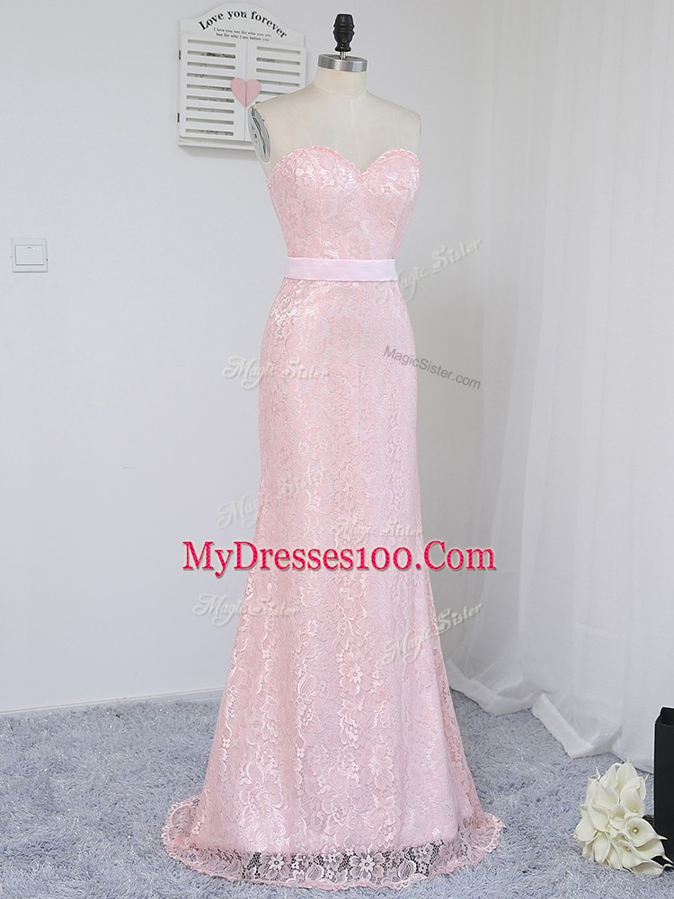 Trendy Floor Length Column/Sheath Sleeveless Baby Pink Damas Dress Zipper