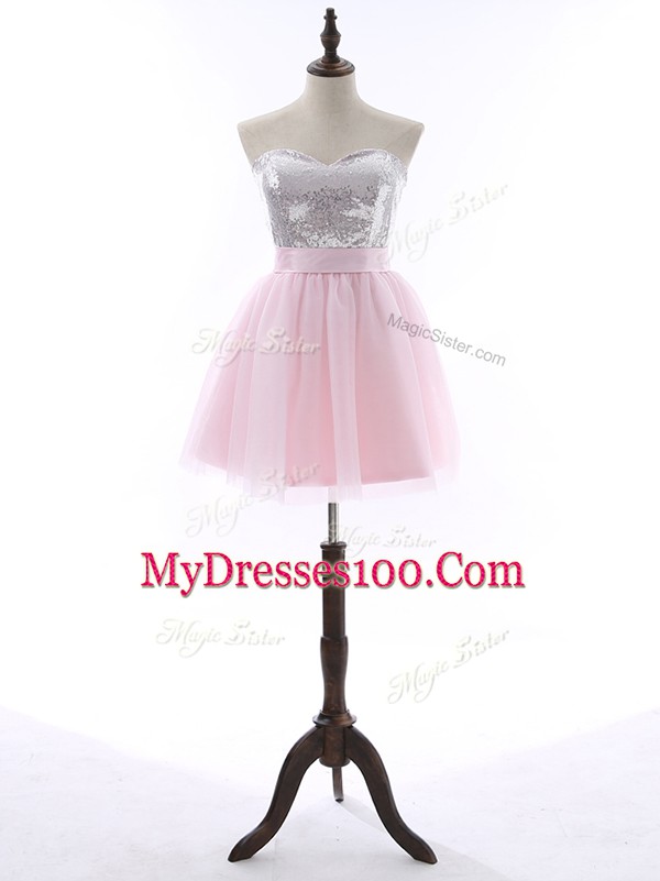 Beauteous Sweetheart Sleeveless Tulle and Sequined Prom Gown Sequins and Bowknot Zipper