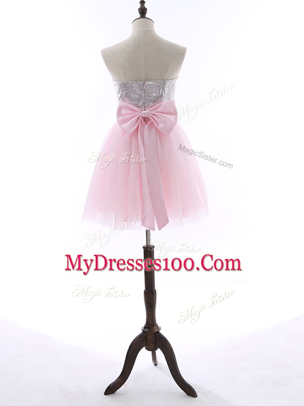 Beauteous Sweetheart Sleeveless Tulle and Sequined Prom Gown Sequins and Bowknot Zipper