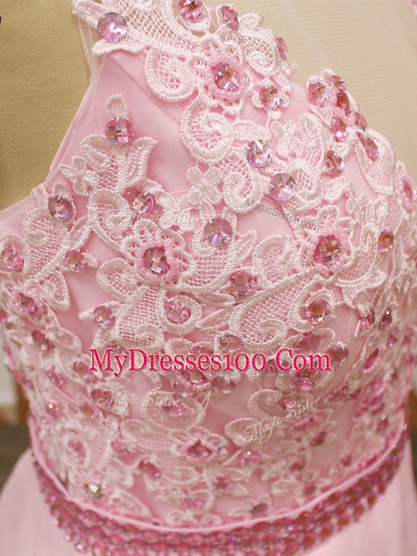 Excellent Sleeveless Zipper Floor Length Beading and Embroidery Teens Party Dress