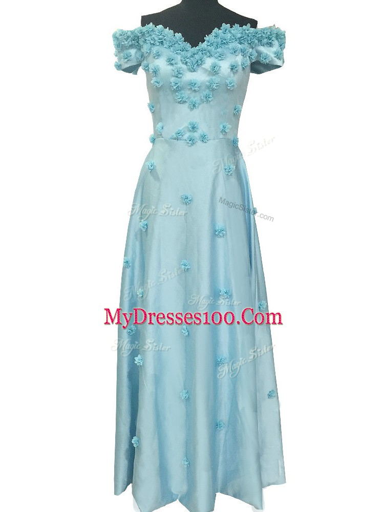 Sleeveless Hand Made Flower Zipper Prom Dresses