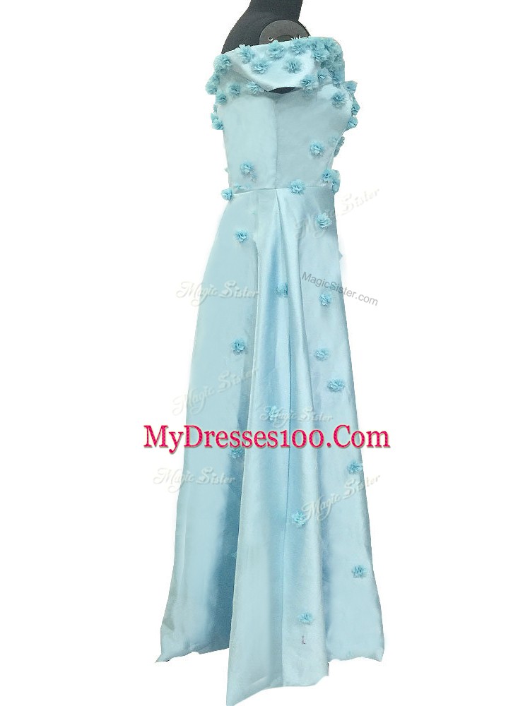 Sleeveless Hand Made Flower Zipper Prom Dresses