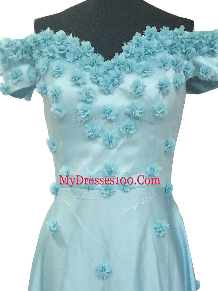 Sleeveless Hand Made Flower Zipper Prom Dresses