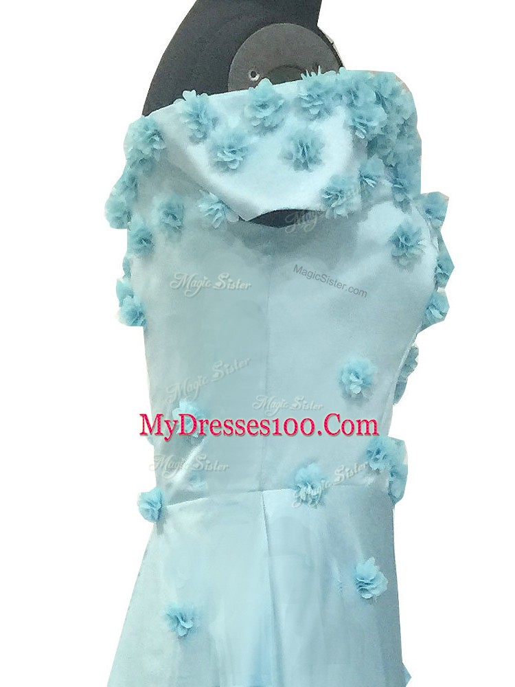Sleeveless Hand Made Flower Zipper Prom Dresses
