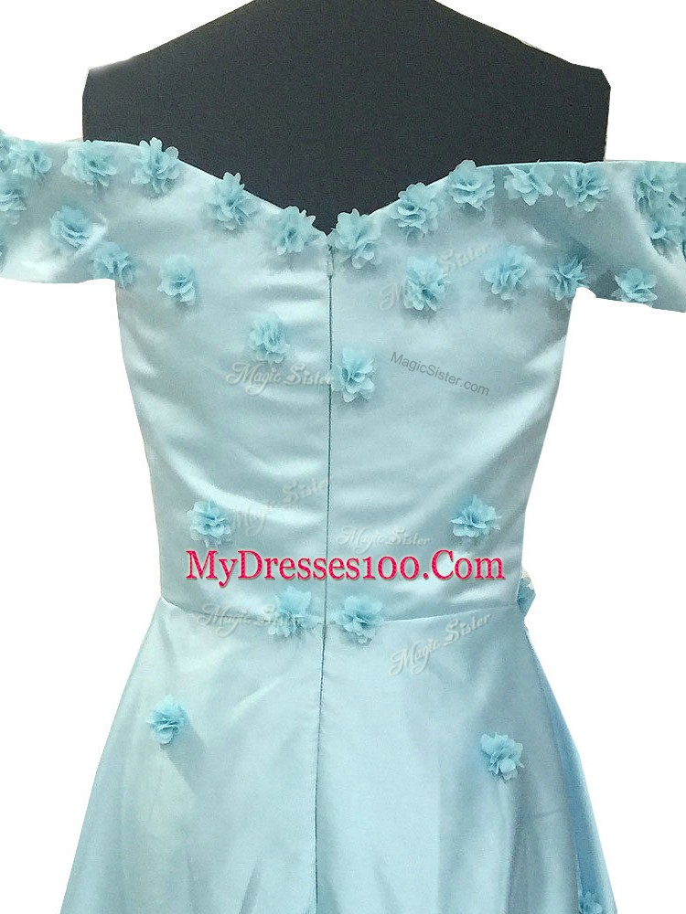 Sleeveless Hand Made Flower Zipper Prom Dresses
