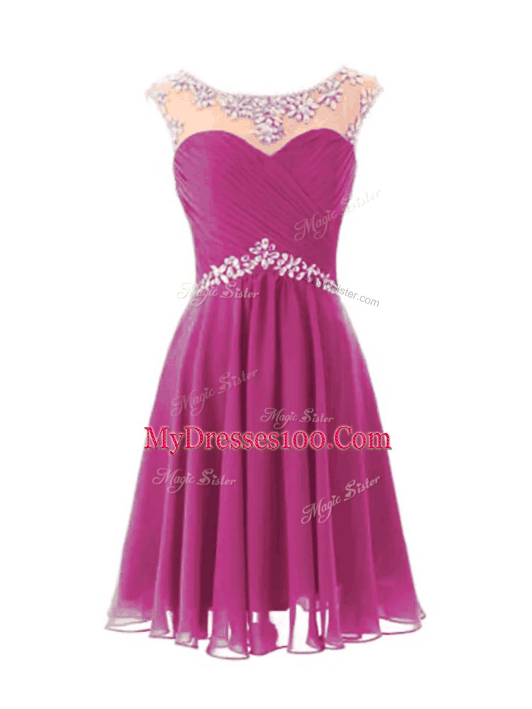 Cap Sleeves Beading Zipper Evening Dress
