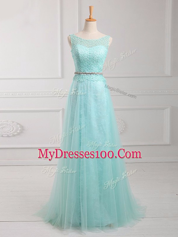 Empire Prom Evening Gown Apple Green Scoop Chiffon Long Sleeves Floor Length Zipper