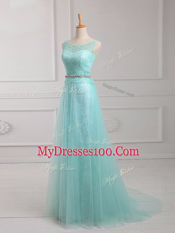 Empire Prom Evening Gown Apple Green Scoop Chiffon Long Sleeves Floor Length Zipper