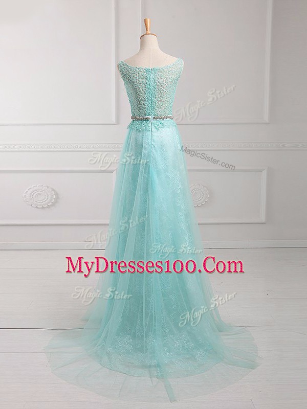 Empire Prom Evening Gown Apple Green Scoop Chiffon Long Sleeves Floor Length Zipper