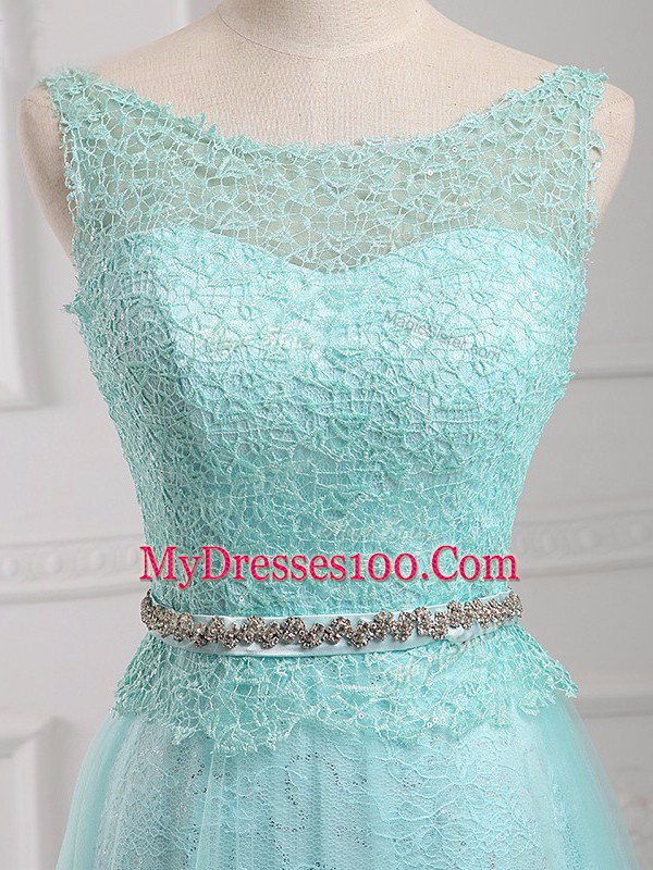 Empire Prom Evening Gown Apple Green Scoop Chiffon Long Sleeves Floor Length Zipper