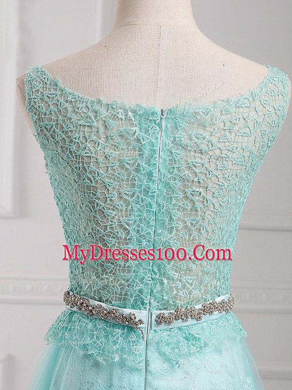 Empire Prom Evening Gown Apple Green Scoop Chiffon Long Sleeves Floor Length Zipper