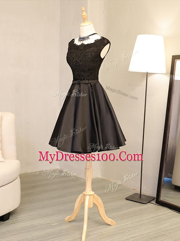 Mini Length A-line Sleeveless Black Prom Evening Gown Zipper