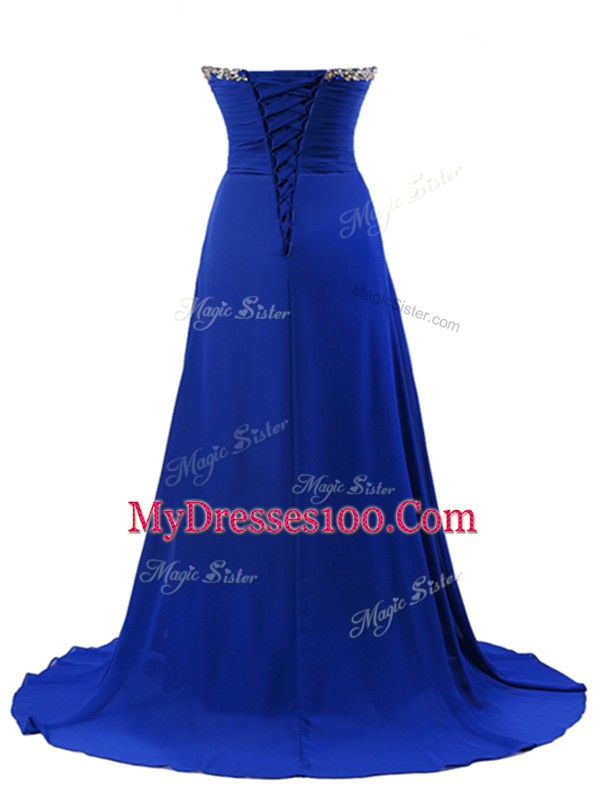 Pretty Brush Train Empire Homecoming Dress Turquoise Sweetheart Elastic Woven Satin Sleeveless Lace Up