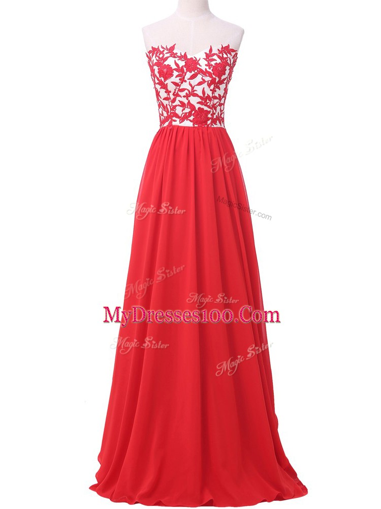 Red Lace Up Lace and Appliques Sleeveless