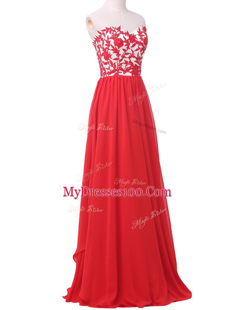 Red Lace Up Lace and Appliques Sleeveless