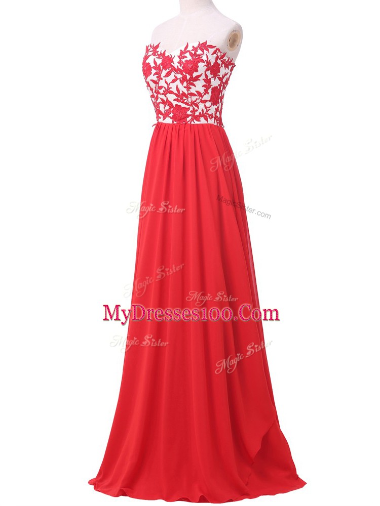 Red Lace Up Lace and Appliques Sleeveless
