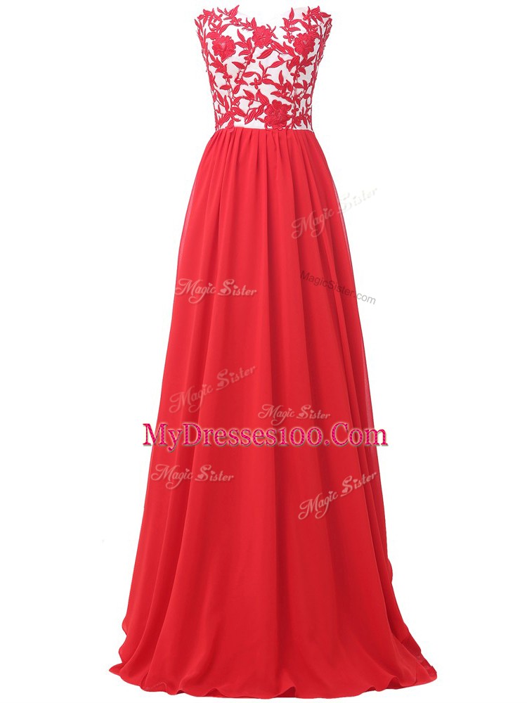 Red Lace Up Lace and Appliques Sleeveless
