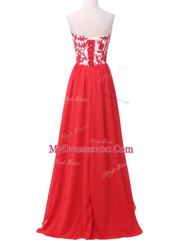 Red Lace Up Lace and Appliques Sleeveless