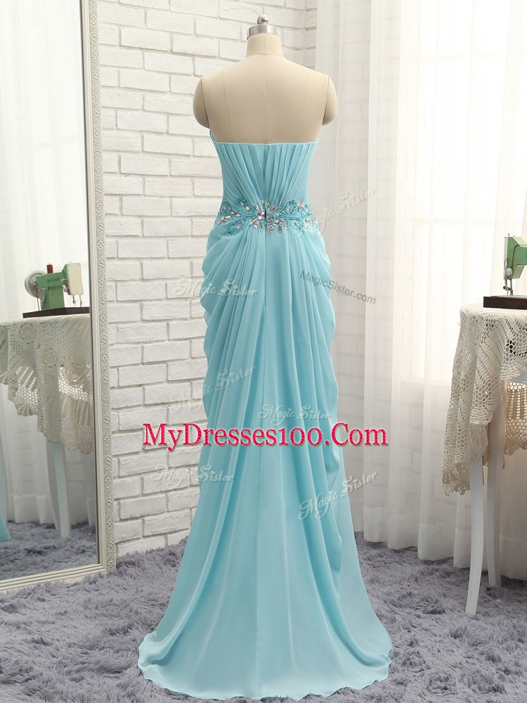 Sweetheart Sleeveless Zipper Dress for Prom Baby Blue Chiffon