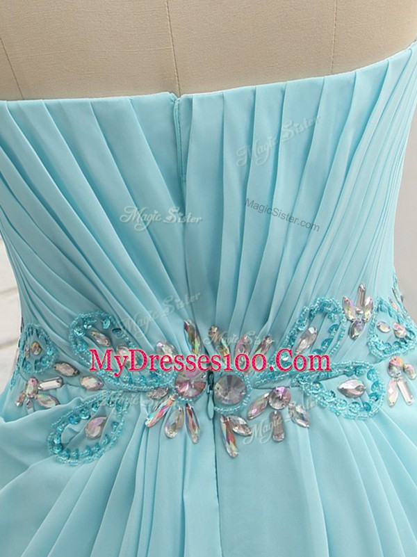 Sweetheart Sleeveless Zipper Dress for Prom Baby Blue Chiffon