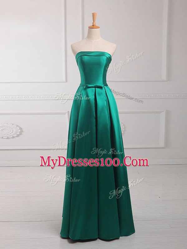 Dynamic Strapless Sleeveless Satin Wedding Party Dress Belt Lace Up