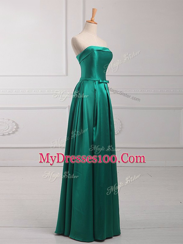 Dynamic Strapless Sleeveless Satin Wedding Party Dress Belt Lace Up