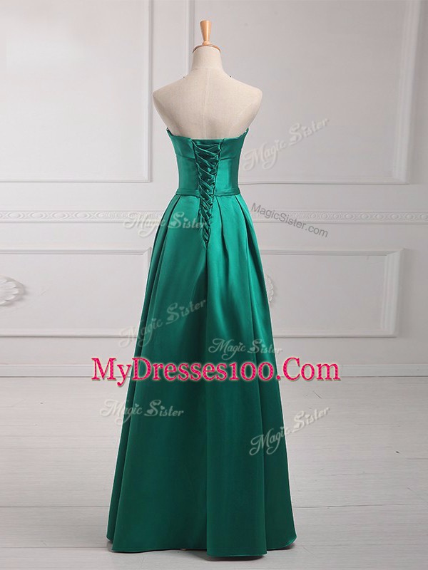 Dynamic Strapless Sleeveless Satin Wedding Party Dress Belt Lace Up