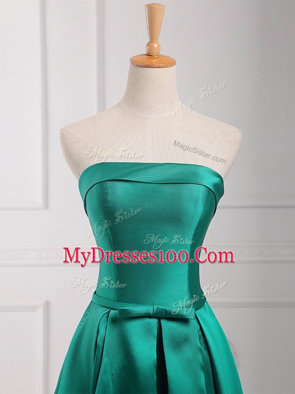 Dynamic Strapless Sleeveless Satin Wedding Party Dress Belt Lace Up