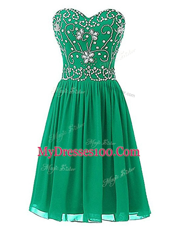Green Sleeveless Chiffon Zipper Prom Dresses for Prom and Party and Sweet 16 and Beach