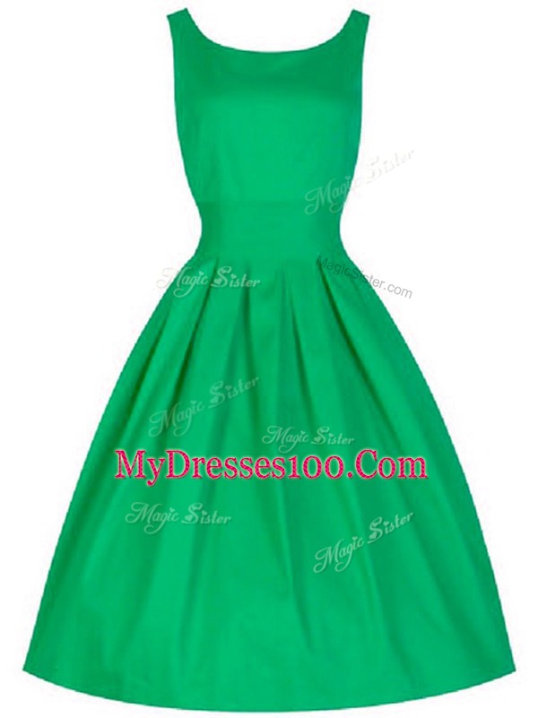 Knee Length Green Quinceanera Court Dresses Taffeta Sleeveless Ruching