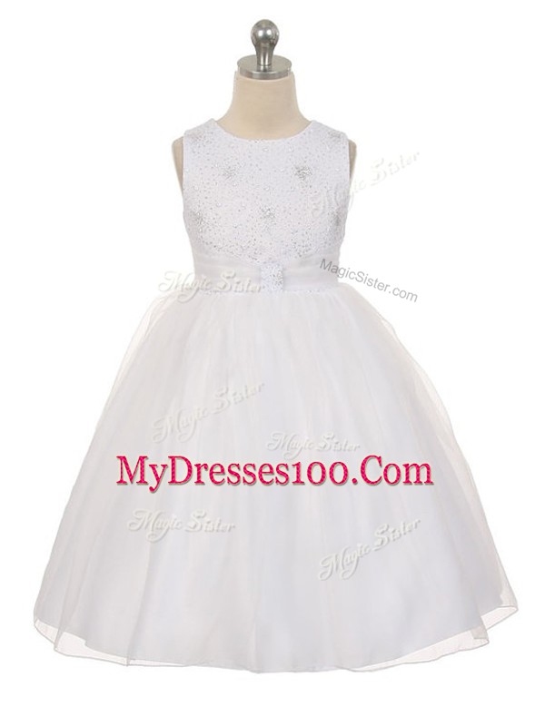 Best Sleeveless Beading Lace Up Kids Formal Wear
