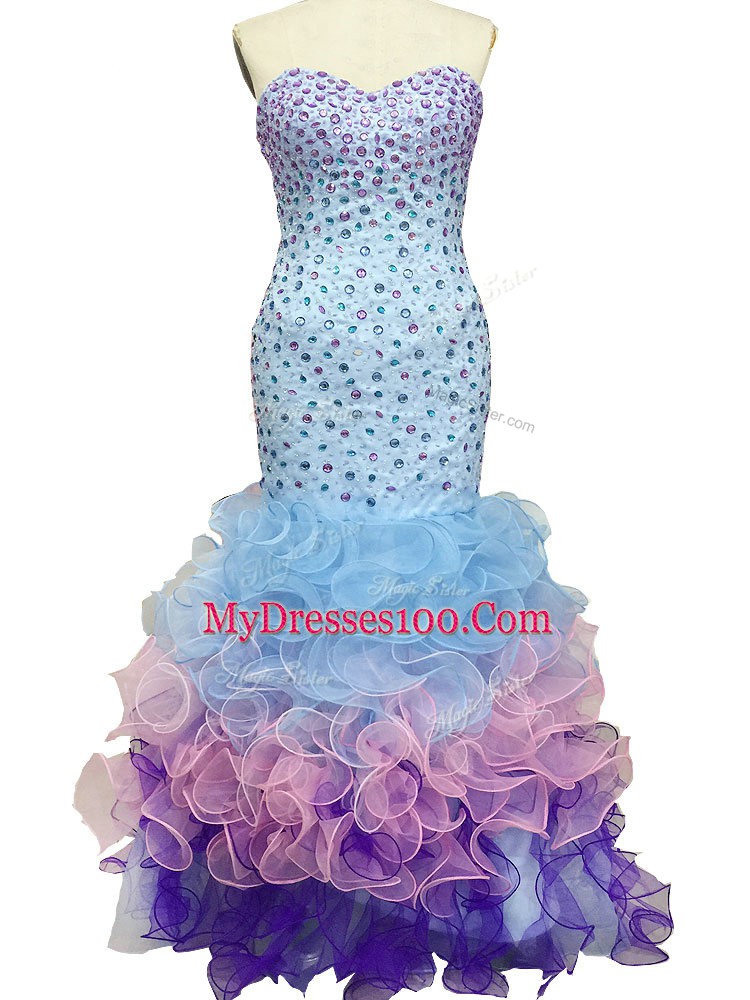 Multi-color Sleeveless Beading and Ruffles Floor Length Pageant Dress Wholesale
