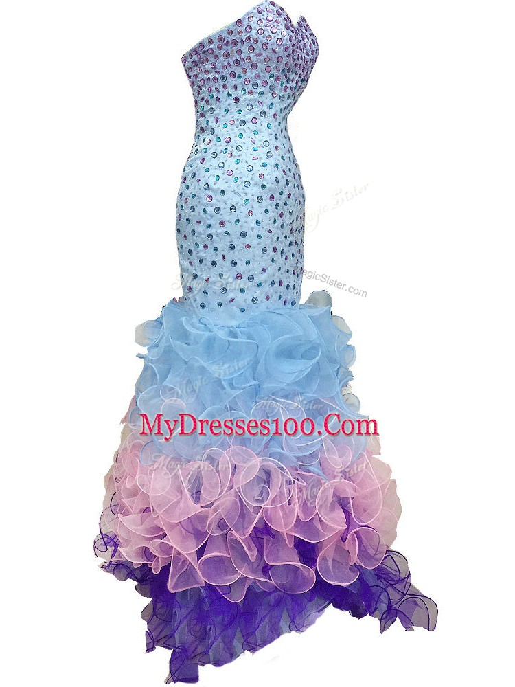 Multi-color Sleeveless Beading and Ruffles Floor Length Pageant Dress Wholesale
