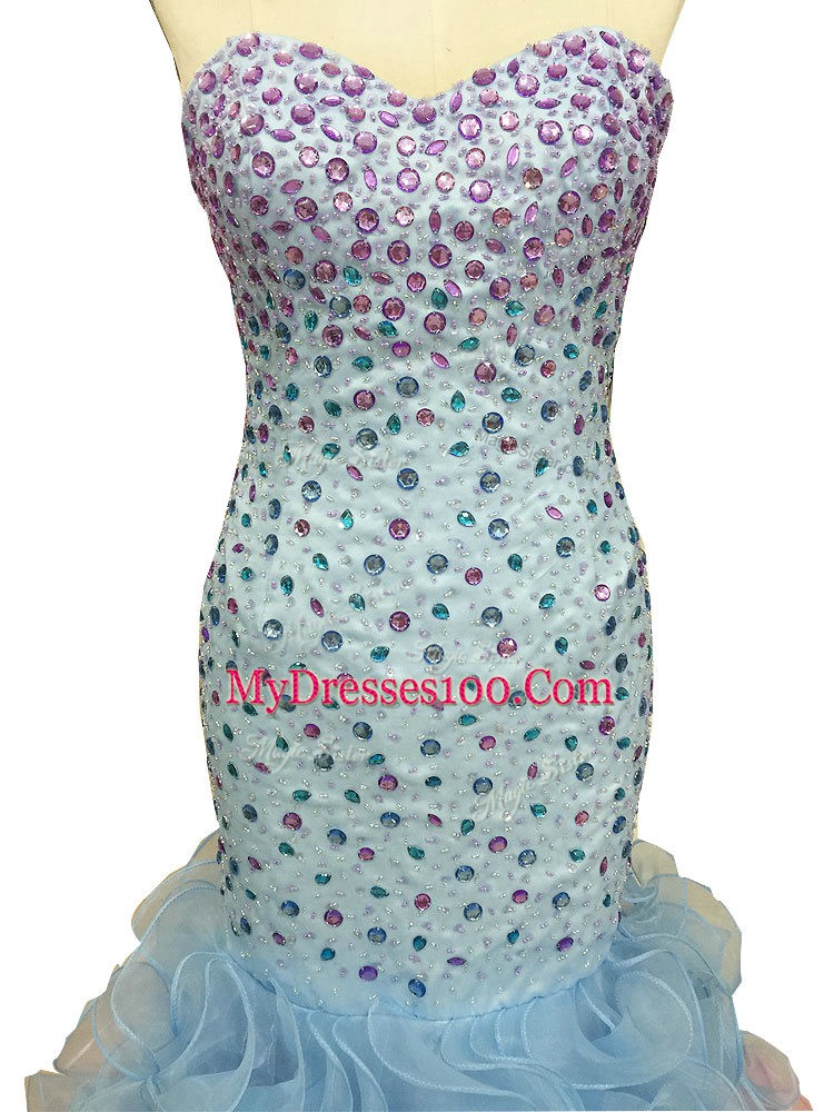 Multi-color Sleeveless Beading and Ruffles Floor Length Pageant Dress Wholesale