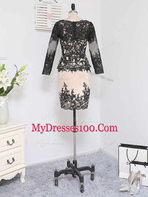 Lace Long Sleeves Mini Length Mother of Groom Dress and Lace and Appliques