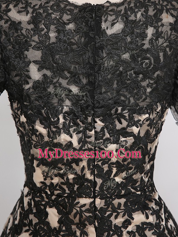 Lace Long Sleeves Mini Length Mother of Groom Dress and Lace and Appliques