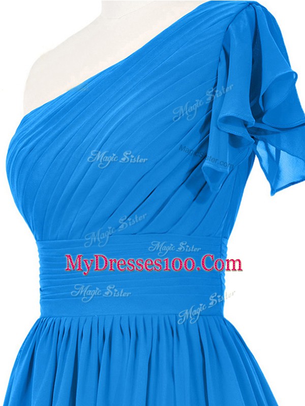 Charming One Shoulder Sleeveless Chiffon Homecoming Dress Ruching Side Zipper