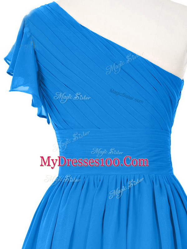Charming One Shoulder Sleeveless Chiffon Homecoming Dress Ruching Side Zipper