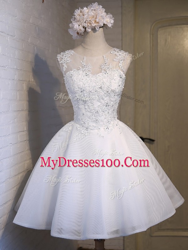 Eye-catching Sleeveless Lace Up Mini Length Lace Quinceanera Court of Honor Dress