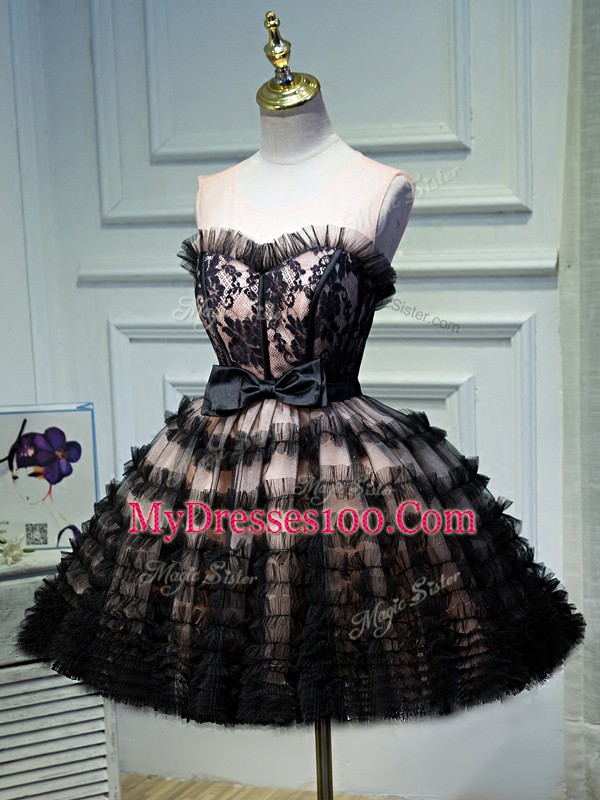 Romantic Sweetheart Sleeveless Backless Prom Party Dress Black Tulle