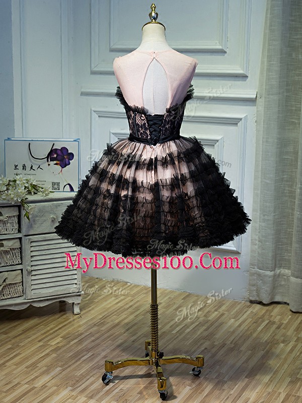 Romantic Sweetheart Sleeveless Backless Prom Party Dress Black Tulle