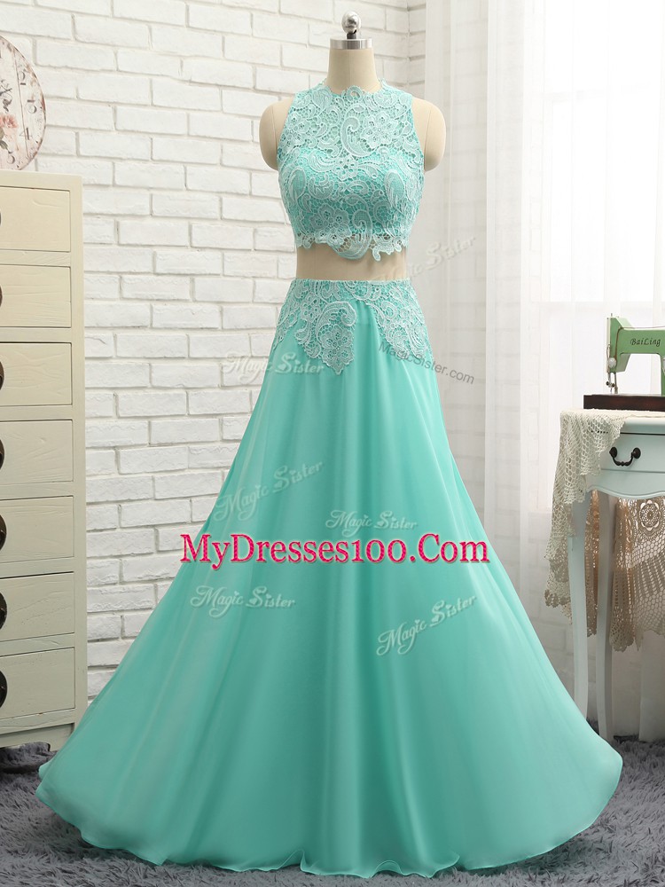Stunning Apple Green Side Zipper Dress for Prom Lace and Appliques Sleeveless Mini Length