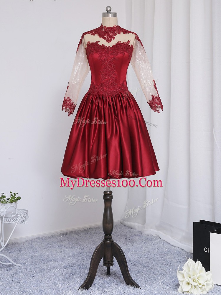 Traditional Mini Length Zipper Homecoming Dress Wine Red for Prom and Party and Sweet 16 with Beading and Appliques