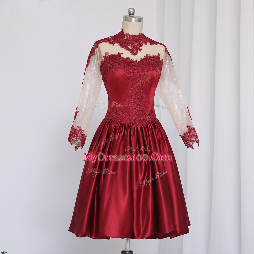 Traditional Mini Length Zipper Homecoming Dress Wine Red for Prom and Party and Sweet 16 with Beading and Appliques