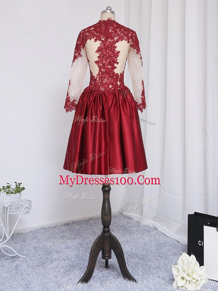 Traditional Mini Length Zipper Homecoming Dress Wine Red for Prom and Party and Sweet 16 with Beading and Appliques