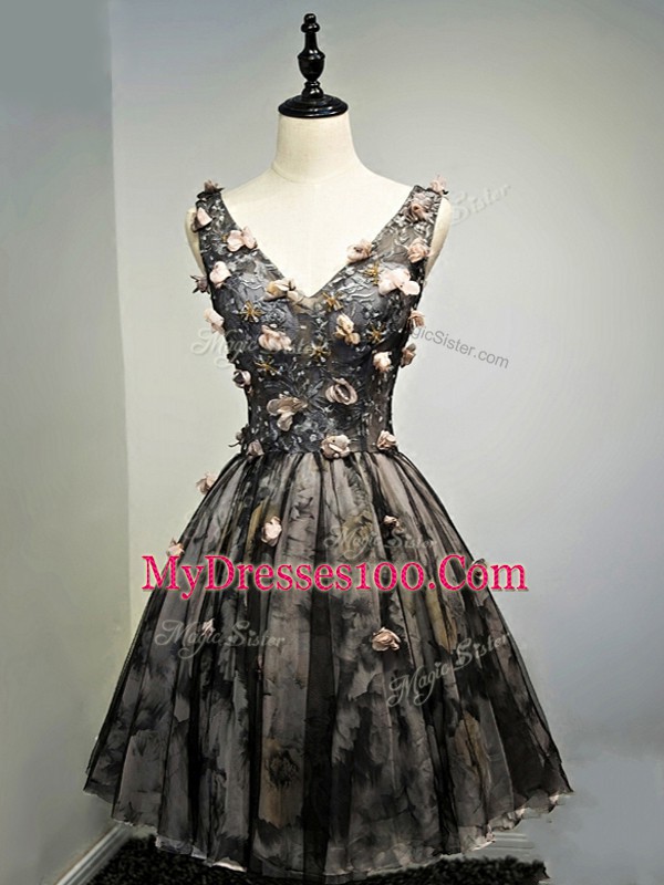 Customized Sleeveless Hand Made Flower Lace Up Prom Evening Gown