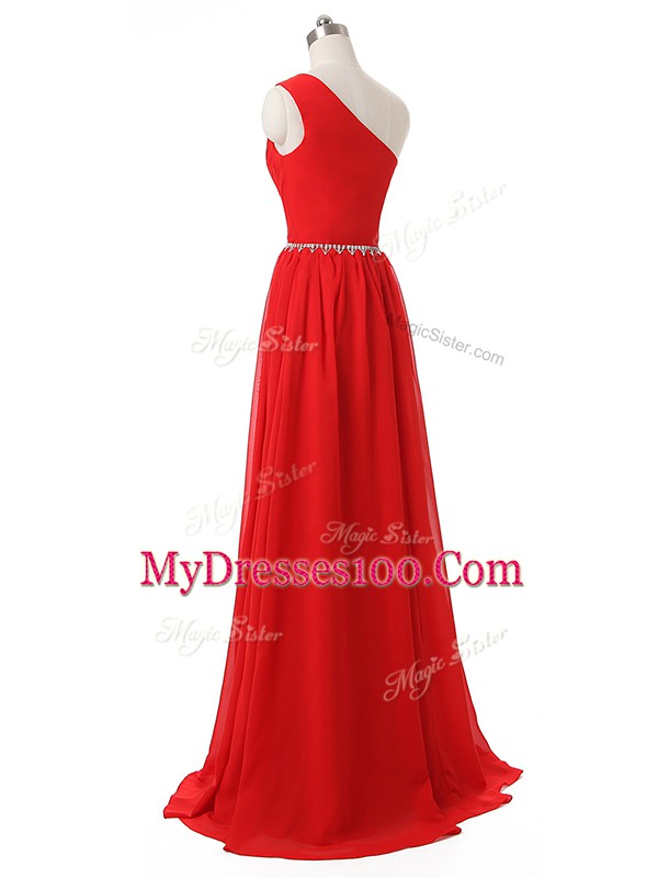 Chiffon Sleeveless Floor Length Court Dresses for Sweet 16 and Beading and Ruching