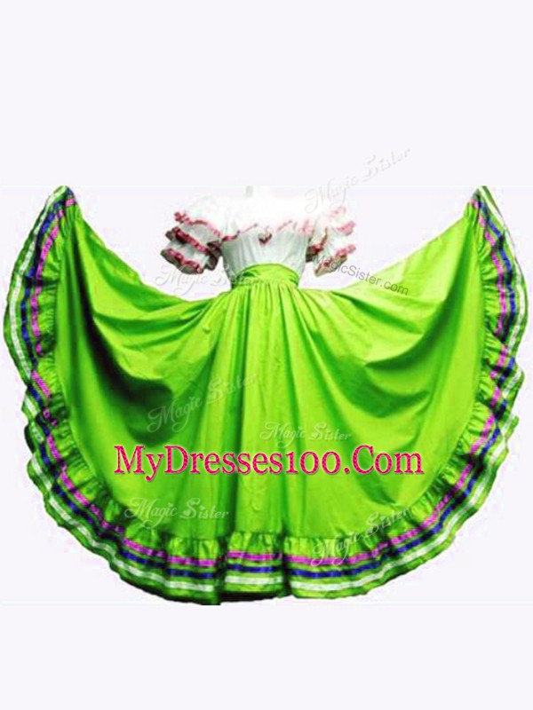 Modern Ball Gowns Ball Gown Prom Dress Off The Shoulder Taffeta Short Sleeves Floor Length Lace Up
